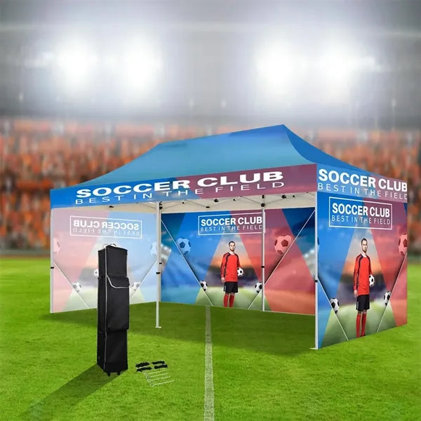 10' x 20' Hex Aluminum Frame W/ Full Color Canopy 3 Walls