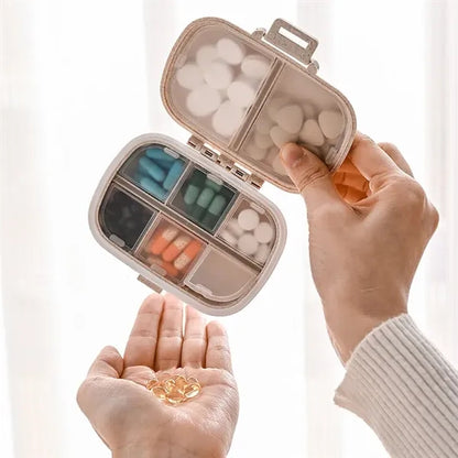 Portable 8 Compartments Sealed Pill Box