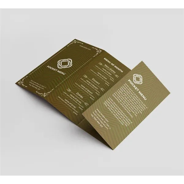 Custom Pocket Menus - 10" x 4" (Folds to 2.5" x 4")