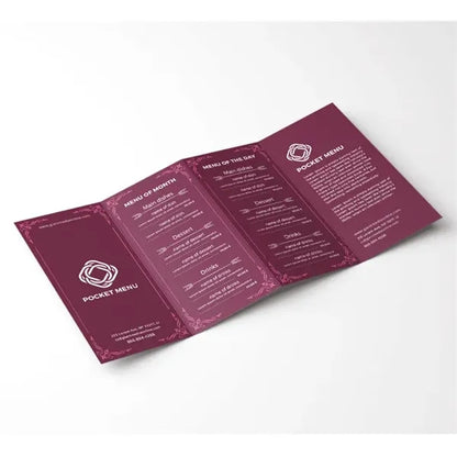 Custom Pocket Menus - 10" x 4" (Folds to 2.5" x 4")