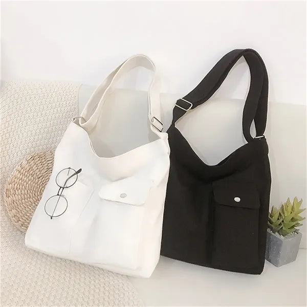 Canvas Retro Large Shoulder Tote Bag
