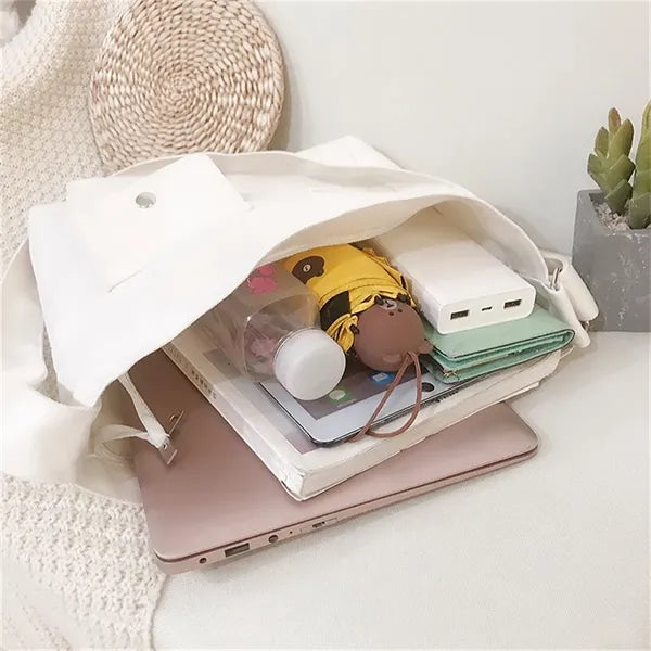 Canvas Retro Large Shoulder Tote Bag