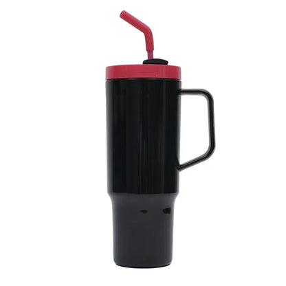 40oz Clear Plastic Tumbler w/ Straw & Handle
