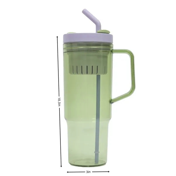 40oz Clear Plastic Tumbler w/ Straw & Handle