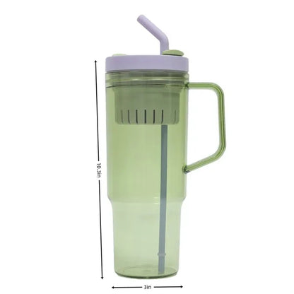 40oz Clear Plastic Tumbler w/ Straw & Handle