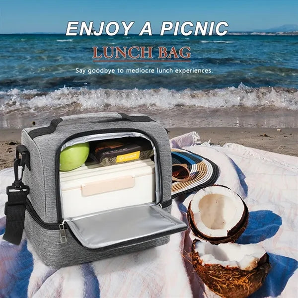 Portable Dual Large Insulated Lunch Box Cooler Beer Bags
