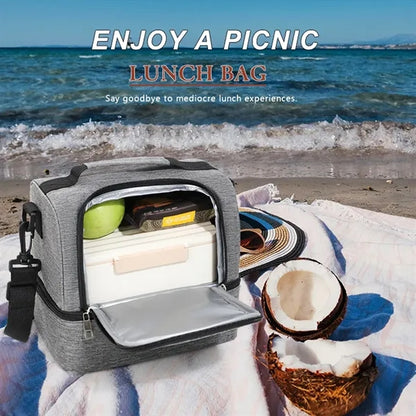 Portable Dual Large Insulated Lunch Box Cooler Beer Bags