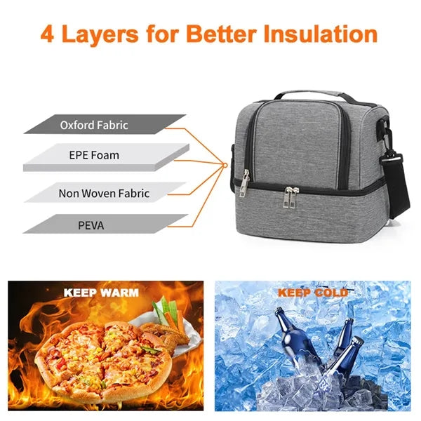 Portable Dual Large Insulated Lunch Box Cooler Beer Bags