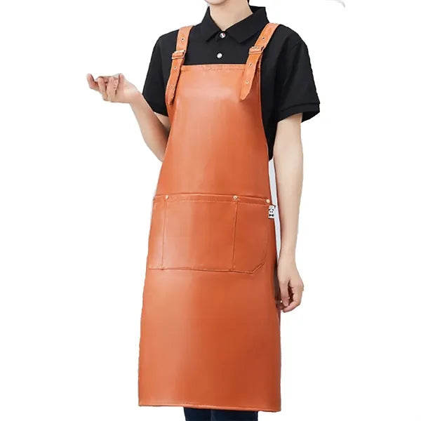 Waterproof PU Leather Kitchen Cooking Apron