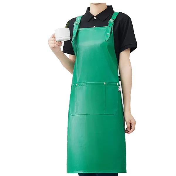 Waterproof PU Leather Kitchen Cooking Apron
