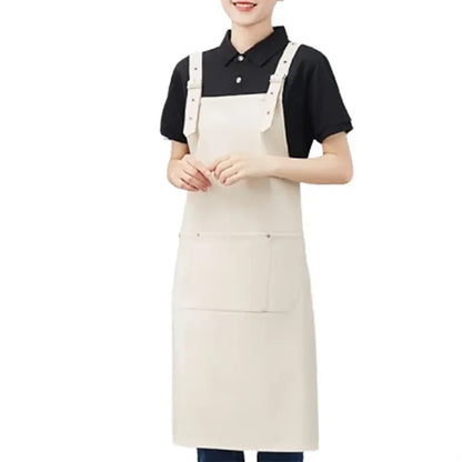 Waterproof PU Leather Kitchen Cooking Apron
