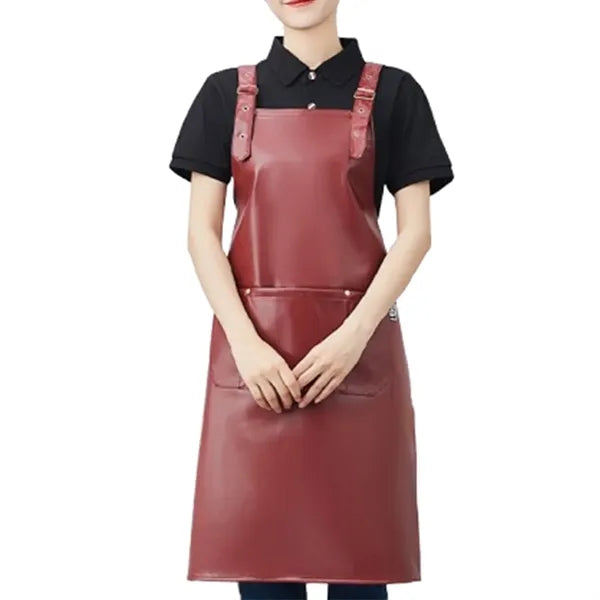 Waterproof PU Leather Kitchen Cooking Apron