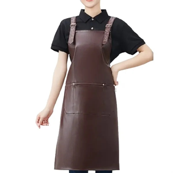 Waterproof PU Leather Kitchen Cooking Apron