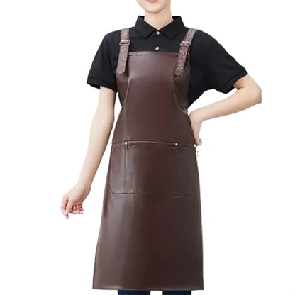 Waterproof PU Leather Kitchen Cooking Apron