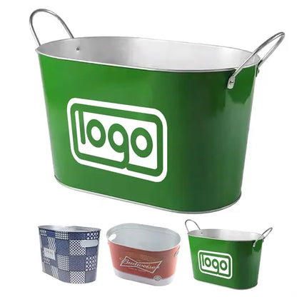 15L Portable Metal Ice Bucket w/ Handle
