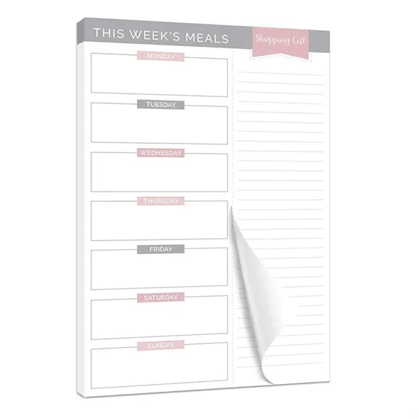 Weekly Daily Meal Shopping Grocery Planning Pad