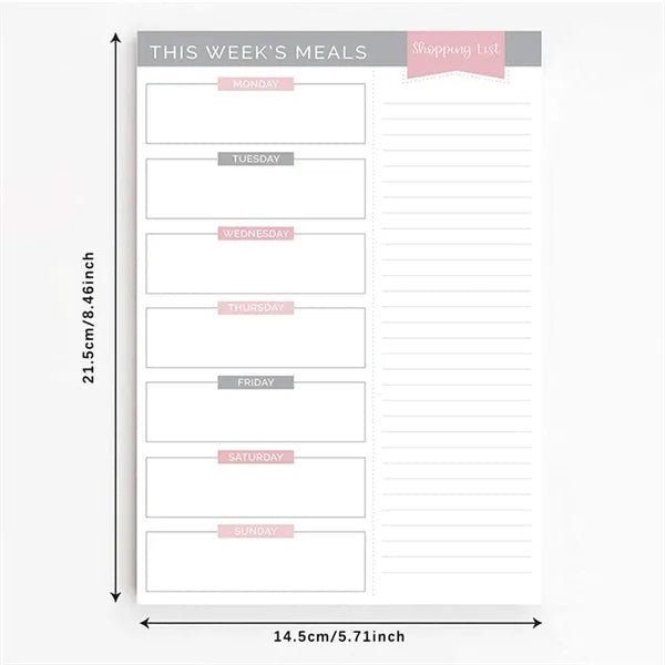 Weekly Daily Meal Shopping Grocery Planning Pad