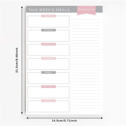 Weekly Daily Meal Shopping Grocery Planning Pad