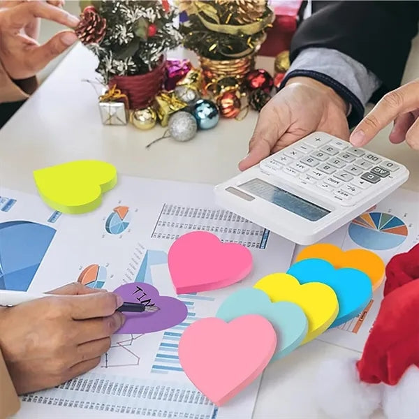 656 Sheets 3"x3" Heart Shaped Sticky Notes