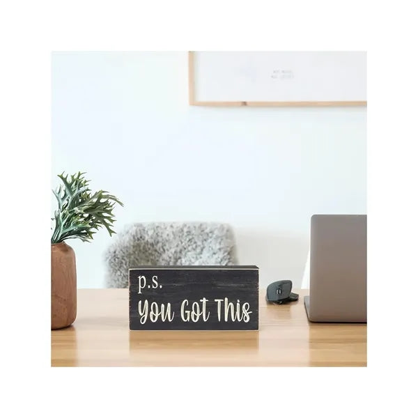 7.9X3.9 Inch Wooden Desk Decor Box Sign