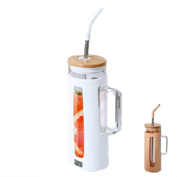 20oz BPA Free Glass Straw Tumbler w/ Handle