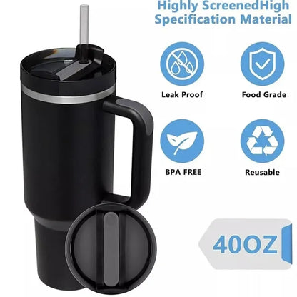 40oz Insulated Tumbler With Handle And Straw Lid