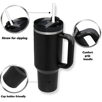 40oz Insulated Tumbler With Handle And Straw Lid