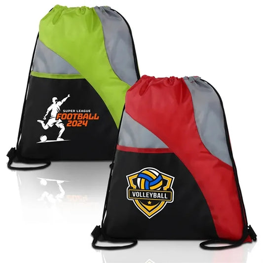 Tri Color Drawstring Sport Pack Bag ( 14" X 16.5" )