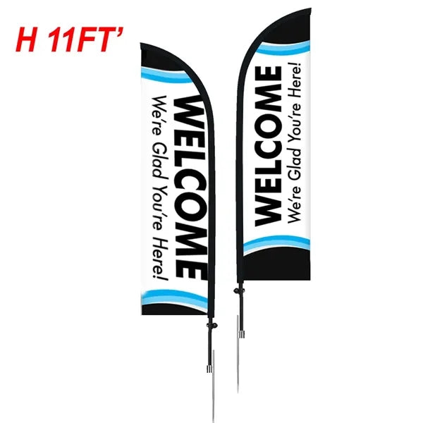 DOUBLE SIDED 11' CUSTOM FEATHER FLAG KIT W/SPIKE BASE