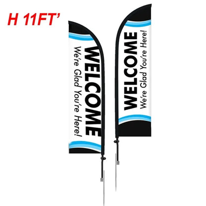 DOUBLE SIDED 11' CUSTOM FEATHER FLAG KIT W/SPIKE BASE