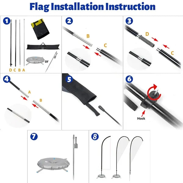 Double Sided W/ Cross Base 11' Custom Feather Flag Kit