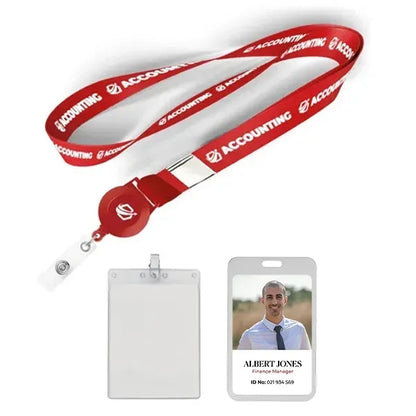 3/4" Polyester/Badge Reel/Metal Clip Lanyard Combo-B