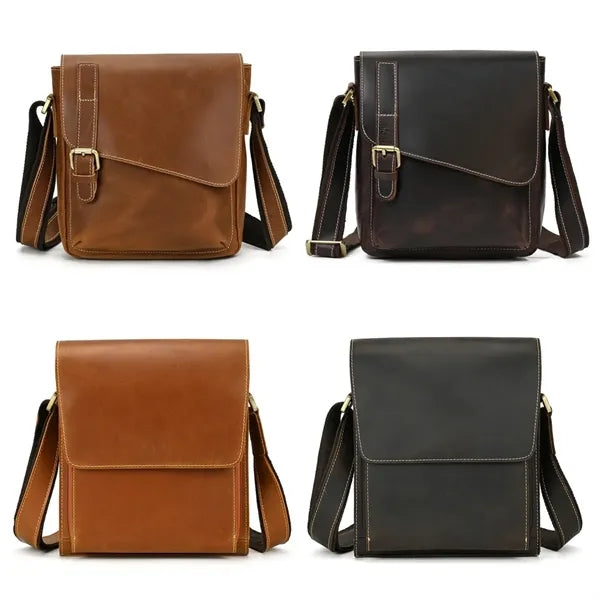 Men's Leather Messenger Bag - Shoulder/Crossbody Style