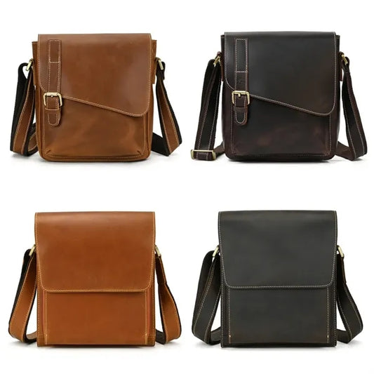 Men's Leather Messenger Bag - Shoulder/Crossbody Style