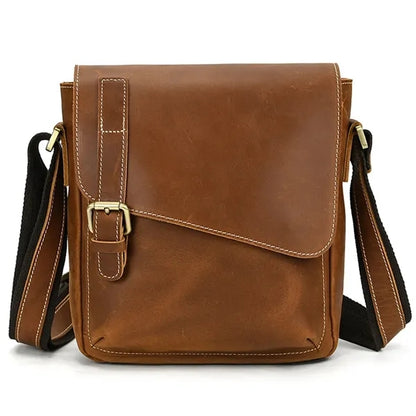 Men's Leather Messenger Bag - Shoulder/Crossbody Style