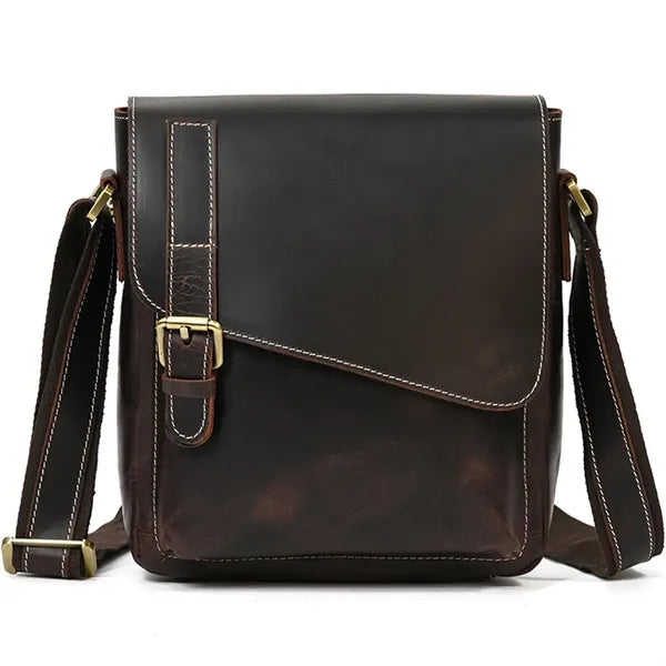 Men's Leather Messenger Bag - Shoulder/Crossbody Style
