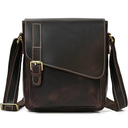 Men's Leather Messenger Bag - Shoulder/Crossbody Style