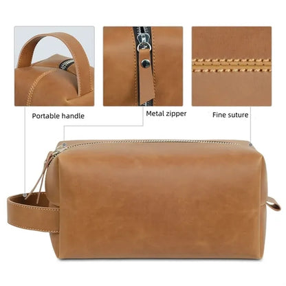 Men's PU Leather Toiletry Bag with Handle