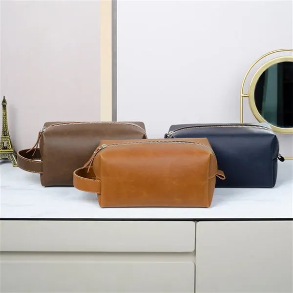 Men's PU Leather Toiletry Bag with Handle