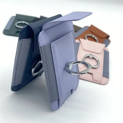 Strong Magnetic Leather Wallet with Ring Stand