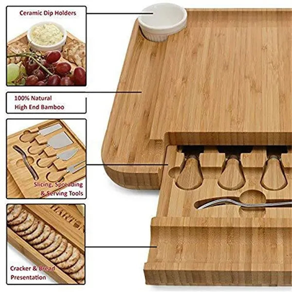 Bamboo Charcuterie Board & Cheese Tools Set