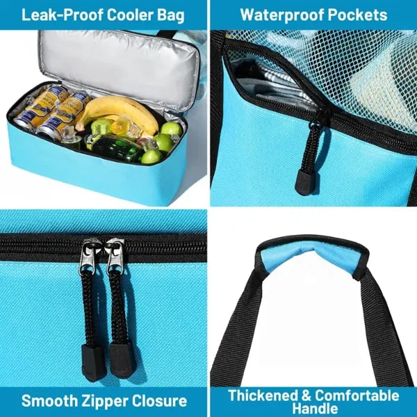 Mesh Beach Tote Bag with Cooler Compartment