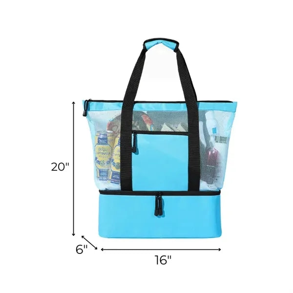Mesh Beach Tote Bag with Cooler Compartment