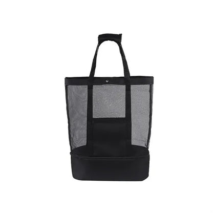 Mesh Beach Tote Bag with Cooler Compartment