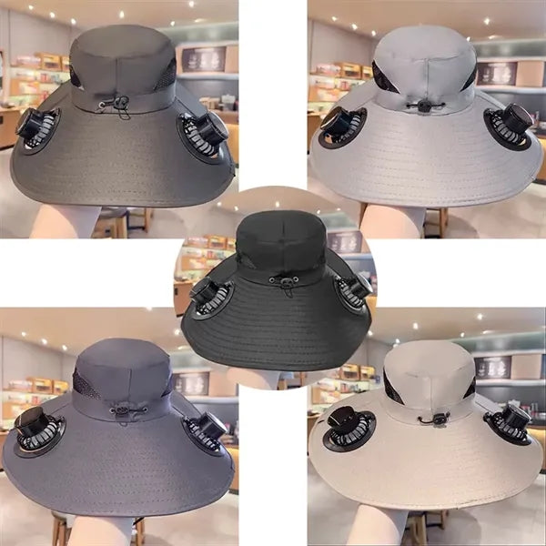 Fan Hat--USB & Solar Powered for Outdoors