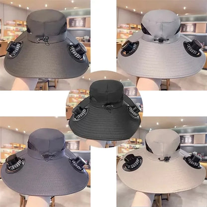 Fan Hat--USB & Solar Powered for Outdoors