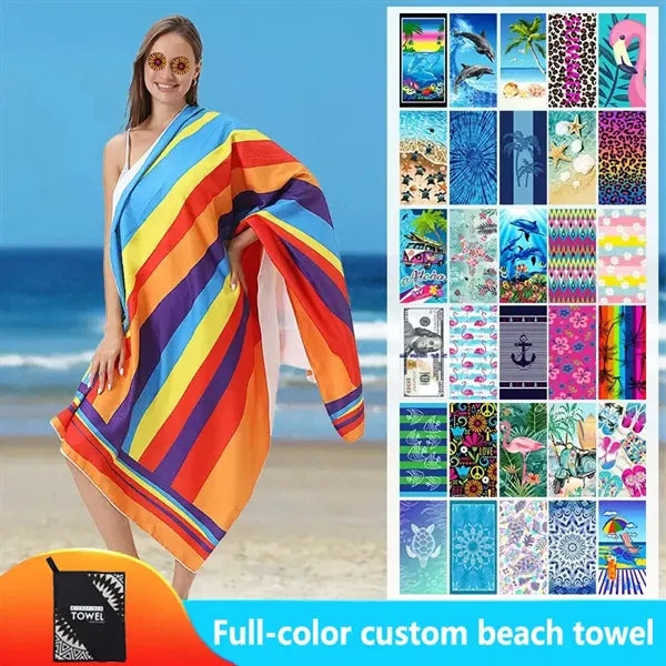 30x60 Full Color Microfiber Quick-Dry Beach Towel for Travel