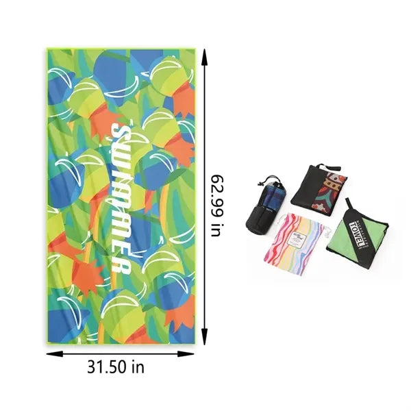 30x60 Full Color Microfiber Quick-Dry Beach Towel for Travel