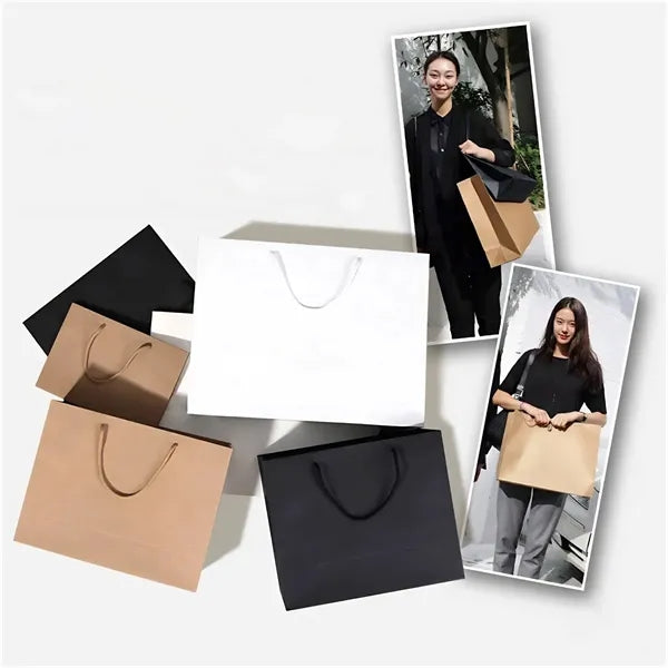 Eco Friendly Kraft Paper Handheld Shopping and Gift Bags