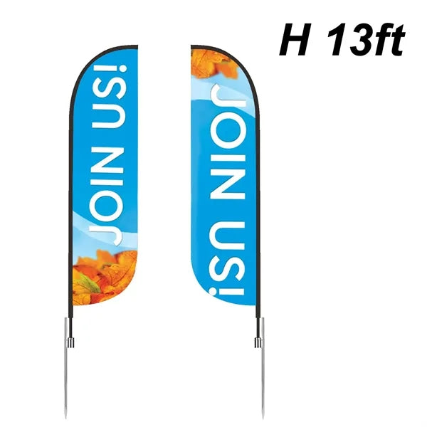 13' Custom Feather Flag Knit- Double Sided W/ Spike Base